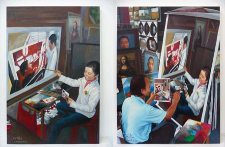 Painting No. 03 (150x100cm) by Chen Yi; Painting No. 04 (75x100cm) by Huang Wei Ching