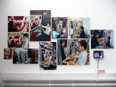 Installation view, 10 oilpaintings + video, 2009,  Anni Art Gallery, Beijing (520x340 cm)
